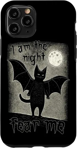 Miniatura 10 de Funda para iPhone 15 I Am The Night Fear Me Cute Black Cat Bat Punk Goth Grunge