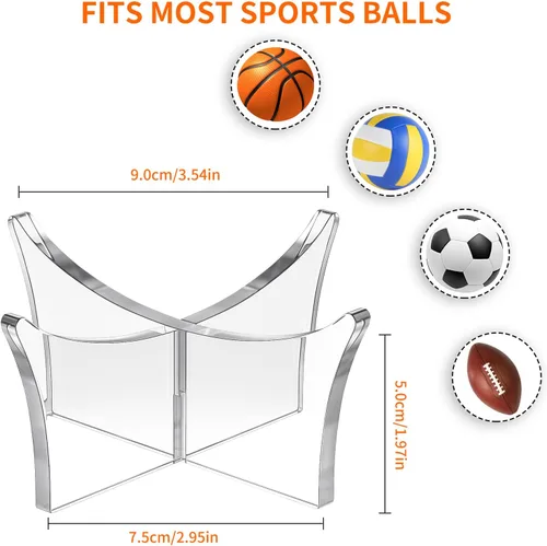 Miniatura 3 de CANIPHA Soporte de bola de acrílico - Soporte de exhibición para fútbol, baloncesto, fútbol, voleibol, rugby y más - Escaparate de trofeos