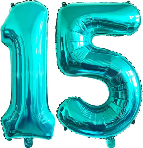 Miniatura 5 de Globo de 40 pulgadas, color azul turquesa número 2, globos de helio de Mylar de papel de aluminio de dígitos de gran tamaño para baby shower, fiesta