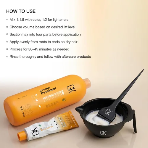 Miniatura 3 de Global Keratin GK HAIR - Crema profesional para el cabello, desarrollador de 8 volúmenes, 33.8 onzas líquidas para teñir el cabello, tinte de tóner