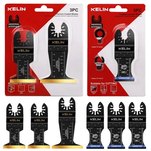 Miniatura 11 de 18 piezas de hojas de sierra oscilante de titanio con raspador de acero inoxidable y hojas semicirculares, kit de hojas multiherramienta universal