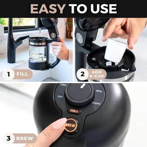 Miniatura 12 de VINCI Micro Café - Cafetera de vidrio de una sola porción más pequeña, compatible con K-Cups, cápsulas y café molido, infusión de flujo cerrado