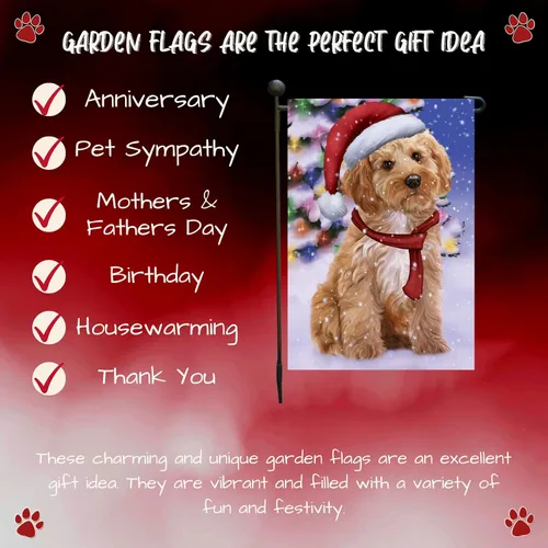 Miniatura 7 de Doggie of the Day Cockapoo - Banderas de jardín para perros – País de las Maravillas de Navidad – Doble cara – Regalo decorativo de primavera