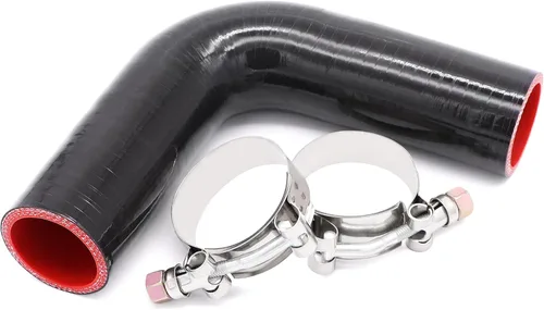 Miniatura 16 de Acoplador de codo de 90 grados de 4 capas de manguera de silicona de 2 pulgadas (51 mm) con abrazaderas de perno en T para tubo de intercooler