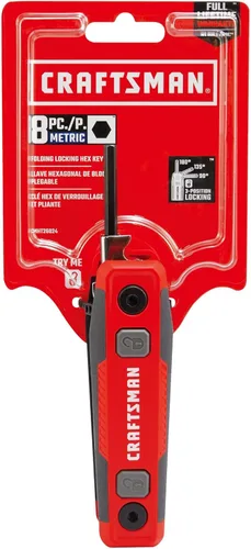 Miniatura 5 de CRAFTSMAN Juego de llaves hexagonales, MM, bloqueo plegable de 8 piezas (CMHT26024)