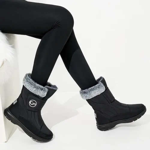 Miniatura 6 de Botas de nieve para mujer, zapatos de invierno con forro de piel cálida para mujer, botas de media pantorrilla, antideslizantes, impermeables
