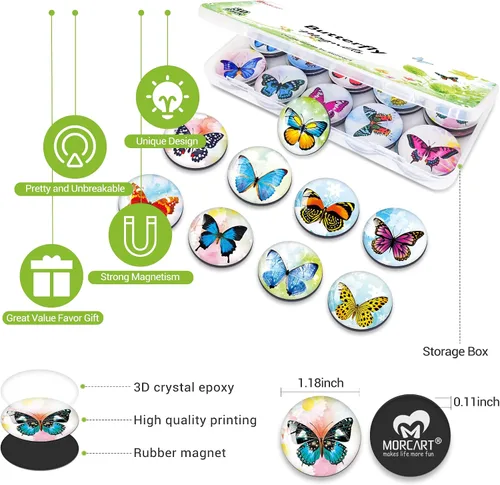 Miniatura 2 de MORCART 30 Piezas Imanes para Refrigerador Imanes para Nevera, Adhesivo Decorativo de Mariposa para Nevera, Imanes para Nevera de Cocina, Casillero