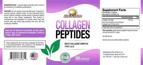 Miniatura 3 de Rise-N-Shine Colágeno hidrolizado tipo I y III - Suplementos complejos de péptidos de colágeno para el cabello, la piel, las uñas