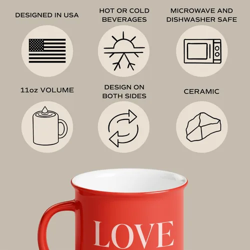 Miniatura 2 de Sweet Water Decor Tazas de camping "Love You" - Tazas de café de 11Oz para parejas, aptas para lavavajillas y microondas - Taza de viaje