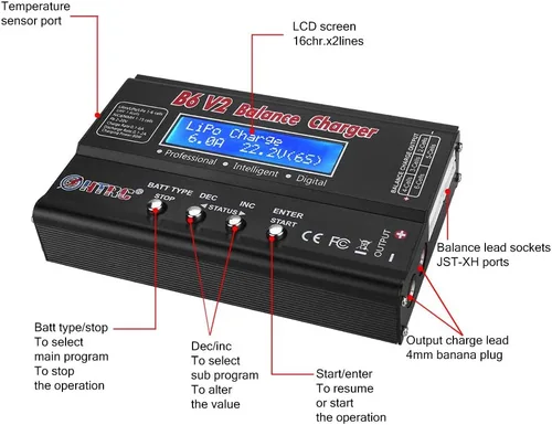 Miniatura 5 de LiPo Battery Charger RC Car Balance Charger, 1S-6S Digital Discharger Battery Pack Charger 80W 6A for Li-ion Life NiCd NiMH LiHV PB Smart