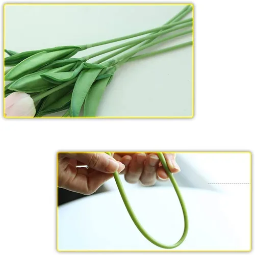 Miniatura 4 de 30 tulipanes reales al tacto, flores de poliuretano, tulipanes artificiales para arreglos de boda, fiesta, Pascua, primavera, hogar, comedor, Rosa