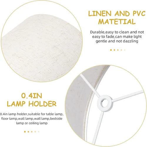 Miniatura 3 de Juego de 2 pantallas de lámpara de tambor, 13 x 13 x 10 pulgadas, fácil montaje, para mesa, mesita de noche, lámparas de pie, instalador de araña