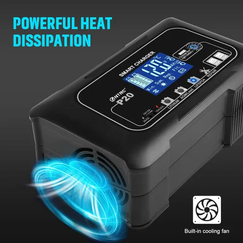 Miniatura 7 de Cargador de Batería Inteligente 20A 12V/24V Completamente Automático Mantenedor, Cargador de Goteo/Desulfatador con Protección contra Sobrecarga