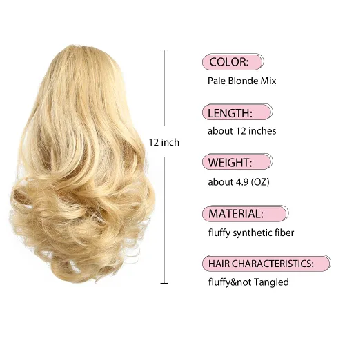 Miniatura 2 de Extensiones de cola de caballo, extensiones de cabello rizado con clip de garra de color marrón oscuro para mujer, peluca sintética de cola