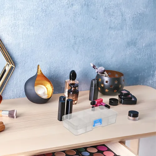 Miniatura 4 de Healifty Caja de herramientas transparente para arte de uñas, organizador de 8 ranuras con tapa, estuche de almacenamiento de manicura de plástico