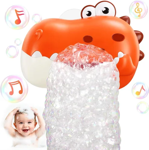 Juguetes de baño para bebés, máquina recargable de burbujas de dinosaurio con música, juguetes de baño para bañera para niños pequeños, regalos de