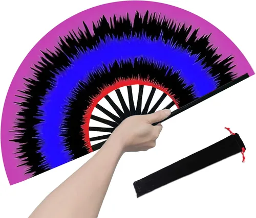 Abanico de botas en el suelo, ventilador de mano plegable grande para mujeres y hombres, ventiladores para baile de línea para raves, EDM, fiesta de