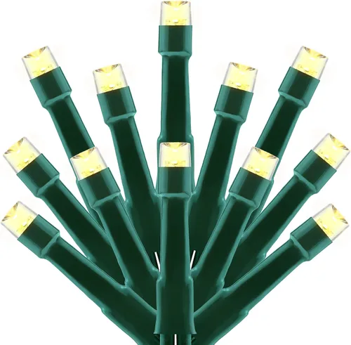 Miniatura 7 de Cadena de 300 luces LED de Navidad de color blanco cálido, 30.5 metros de luces LED de gran angular de 5mm con adaptador de 8 modelos (cable negro)