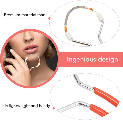 Miniatura 4 de Dioche Kit de eliminación de vello facial de primavera de 3 piezas, depiladora de doble resorte para mujeres, herramienta portátil de depilación