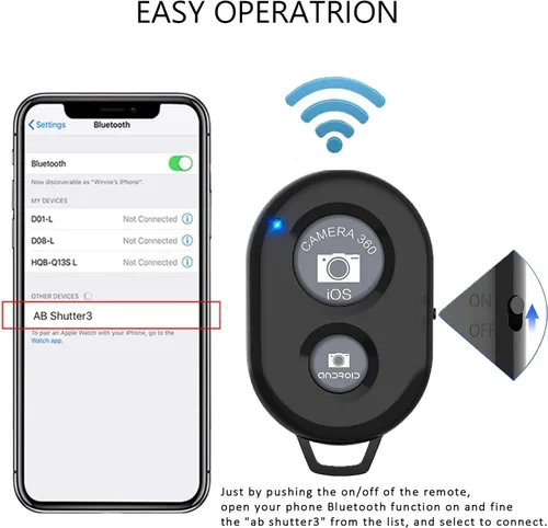 Miniatura 3 de Obturador remoto para teléfonos inteligentes y tabletas (paquete de 9 colores), AOQIYUE - Control remoto inalámbrico para cámara compatible