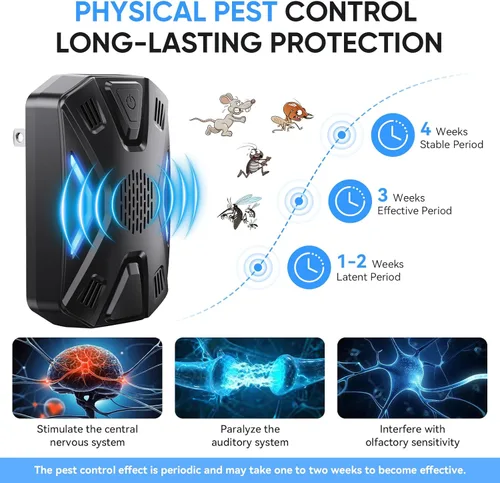 Miniatura 4 de Repelente ultrasónico de plagas para interiores, repelente electrónico de plagas para cucarachas, roedores, ratones, insectos, mosquitos, ratones
