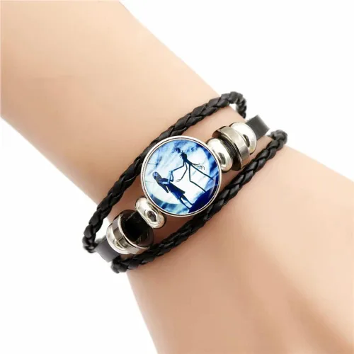 Miniatura 3 de Jack and Sally Pesadilla Antes de Navidad - Pulsera de cuero ajustable tejida a mano con cuentas trenzadas inspiradas a juego para parejas, promesa