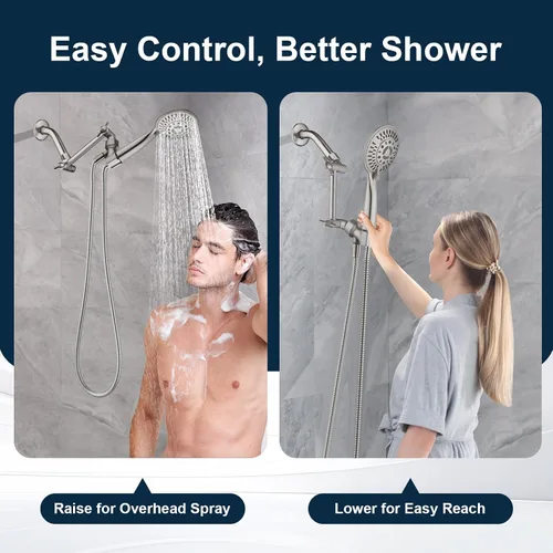 Miniatura 5 de BRIGHT SHOWERS Brazo extensor de ducha de latón para cabezal de ducha de lluvia y de mano, brazo de extensión de cabezal de ducha universal de 5