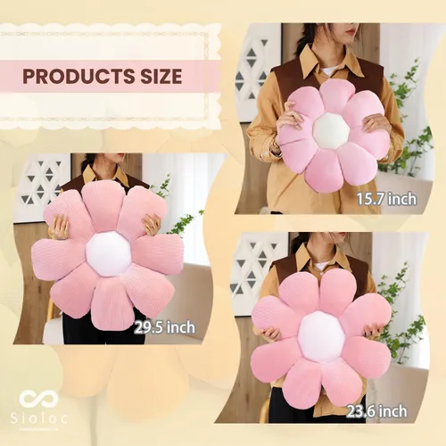 Miniatura 5 de sioloc Almohada de Flor, Almohada Decorativa con Forma de Flor Cojín de Trasero Cojín de Suelo, Cojín de Asiento, Decoración Bonita de Habitación
