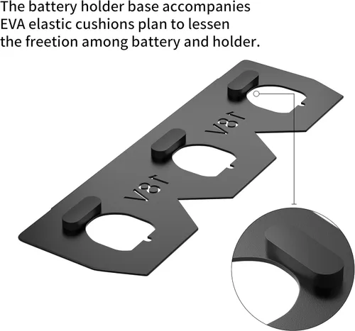 Miniatura 4 de Soporte de batería de metal Ryobi de 18 V, estante de montaje en pared para batería Ryobi de 18 V, almacenamiento de batería Ryobi con 3 ranuras