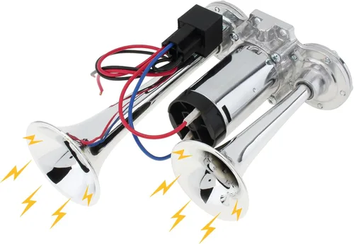 – Bocina de aire de 12V para camión, kit de bocina eléctrica súper fuerte de 600DB con doble trompeta y compresor para coches, camiones, trenes y