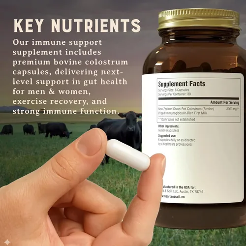 Miniatura 8 de HEART & SOIL Suplemento de calostro 100% alimentado con pasto y acabado de ganado regenerativo para la salud intestinal, muscular e inmunológica