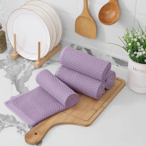 Miniatura 311 de Kitinjoy - Paños de cocina de 100 % algodón, tela de tejido gofrado, paño de limpieza ultrasuave, absorbente y de secado rápido. Beige