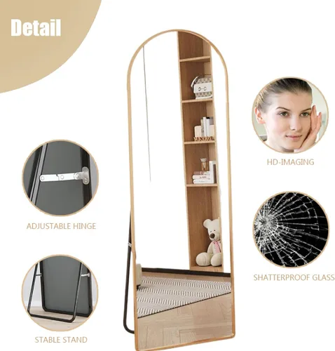 Miniatura 2 de Espejo arqueado de longitud completa con soporte, espejo de cuerpo completo montado en la pared, espejo de tocador para dormitorio, de pie