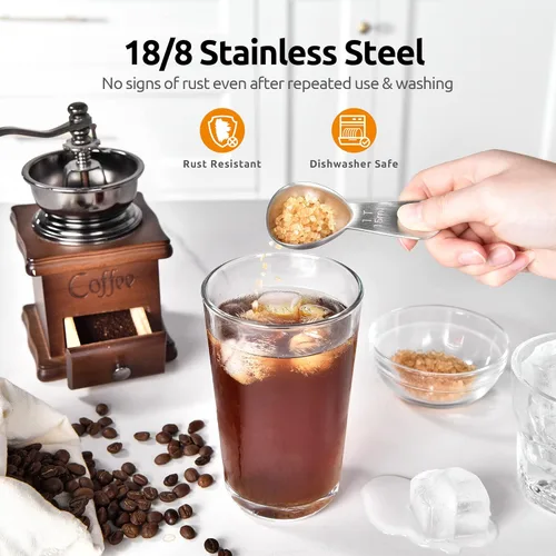 Miniatura 3 de Cuchara de café: U-Taste de acero inoxidable 18/8, cuchara medidora de café de 1 cucharada y 2 cucharadas, cuchara medidora de mango corto para café
