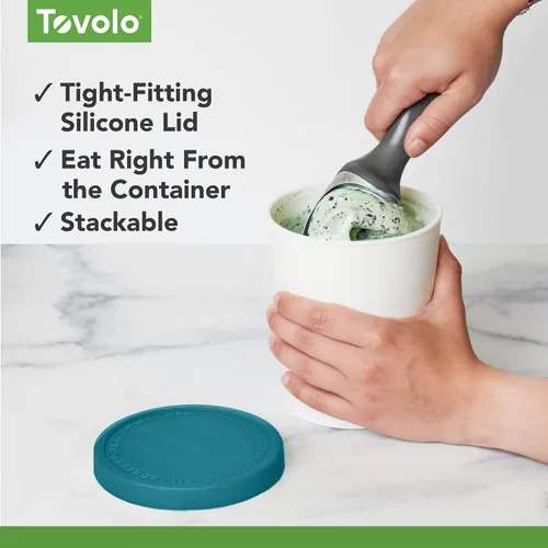 Miniatura 3 de Tovolo Recipientes de helado de 1 cuarto de galón con tapa para suministros caseros de aderezos, tapa de silicona hermética, almacenamiento