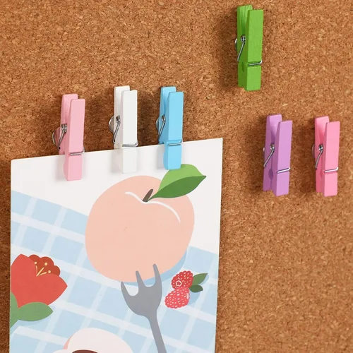 Miniatura 3 de SANNIX 100 clips de madera con tachuelas para el pulgar para tablón de anuncios, decoraciones de tablero de corcho y escuela, oficina, manualidades