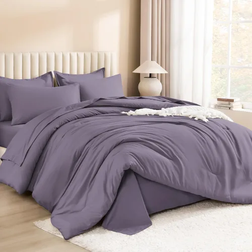 Miniatura 19 de Litanika Juego de ropa de cama con edredón tamaño matrimonial de 7 piezas en una bolsa color verde esmeralda oscuro - Juego de ropa de cama completo