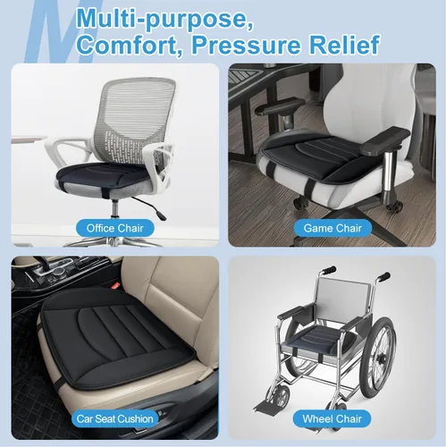 Miniatura 5 de Cojín de asiento de automóvil, cojín de espuma viscoelástica de 1.2 pulgadas para aliviar la presión, cojín de asiento para automóvil, diseño