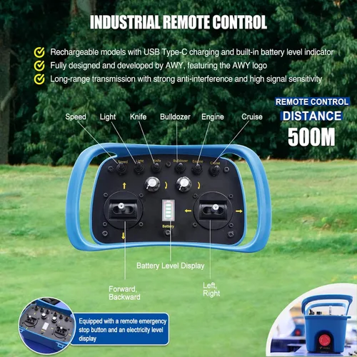 Miniatura 4 de Cortacésped con control remoto, cortacésped de oruga híbrido de aceite-electricidad 4WD, altura de corte de 2.8-15 cm, cortacésped profesional