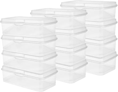 Miniatura 11 de Sterilite FlipTop, contenedor de almacenamiento pequeño apilable con tapa con bisagras, contenedor de plástico para organizar el escritorio