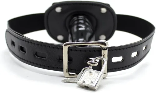Miniatura 8 de YiFeng Consolador con cerradura Pene Boca Mordaza con bloqueo Bondage Correa de cuero en BDSM Juguete sexual para adultos (Largo)