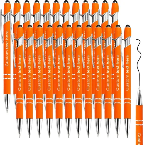Miniatura 14 de Amlion Bolígrafos personalizados a granel, bolígrafos personalizados con lápiz capacitivo con nombre, mensaje y logotipo grabado, regalo para Rojo