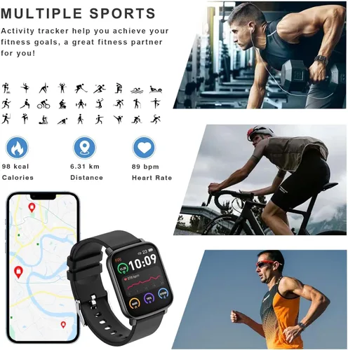 Miniatura 2 de Relojes inteligentes para hombres y mujeres, reloj de fitness de 1.65 pulgadas con contador de calorías/pasos, frecuencia cardíaca
