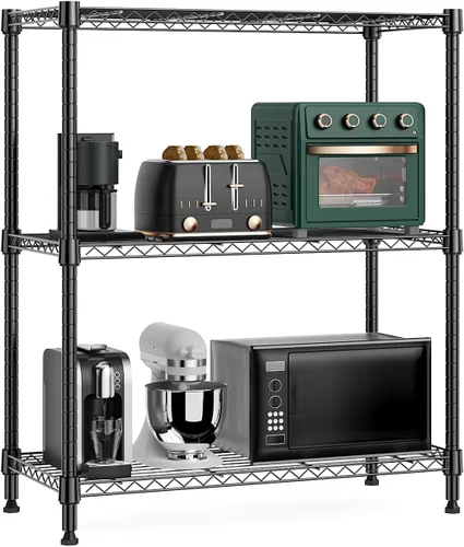 Miniatura 25 de M MZG Estante de alambre de acero resistente ajustable de 1000 libras, con 4 estantes, unidad de almacenamiento ajustable con rueda para cocina