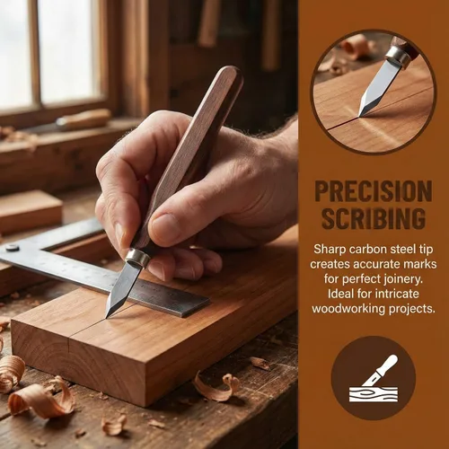Miniatura 4 de 2 paquetes de cuchillo de marcado para carpintería con hoja de acero de alto carbono - Cuchillo de doble bisel de precisión para marcado - Paquete