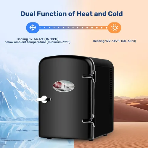 Miniatura 3 de InfiniPower Mini Refrigerador con Ventana de Observación, 4 Litros/6 Latas Refrigerador Portátil Calentador y Enfriador Personal, Interior-Exterior