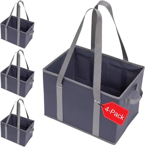 Miniatura 8 de BAG-THAT! Paquete de 4 bolsas reutilizables para comestibles, bolsas de compras tipo tote grandes y resistentes para comestibles con asas plegables