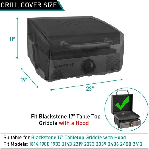 Miniatura 2 de ZJYWSCH Cubierta para Blackstone 17 pulgadas plancha de mesa con capucha 1814 1900 al aire libre impermeable piedra negra 17 pulgadas cubierta