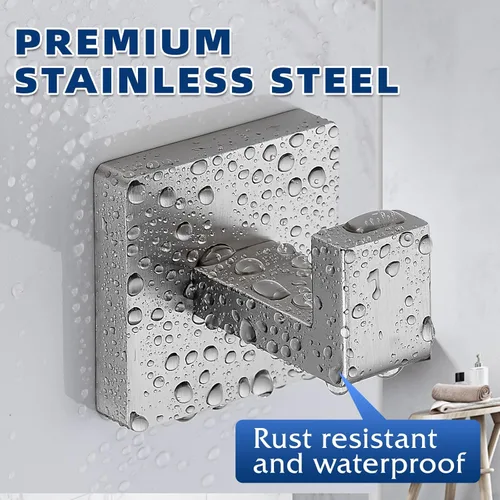 Miniatura 5 de Ganchos de toallas de níquel cepillado para baños, gancho moderno de acero inoxidable resistente montado en la pared, paquete de 4, ideal