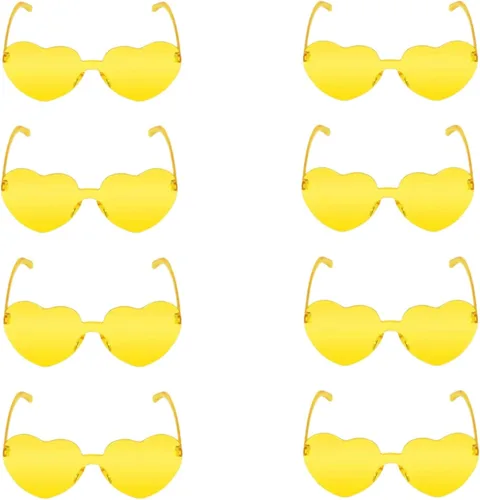 8 pares de gafas de sol de San Valentín sin montura con forma de corazón y color caramelo sin marco de una pieza para mujeres recuerdo de fiesta